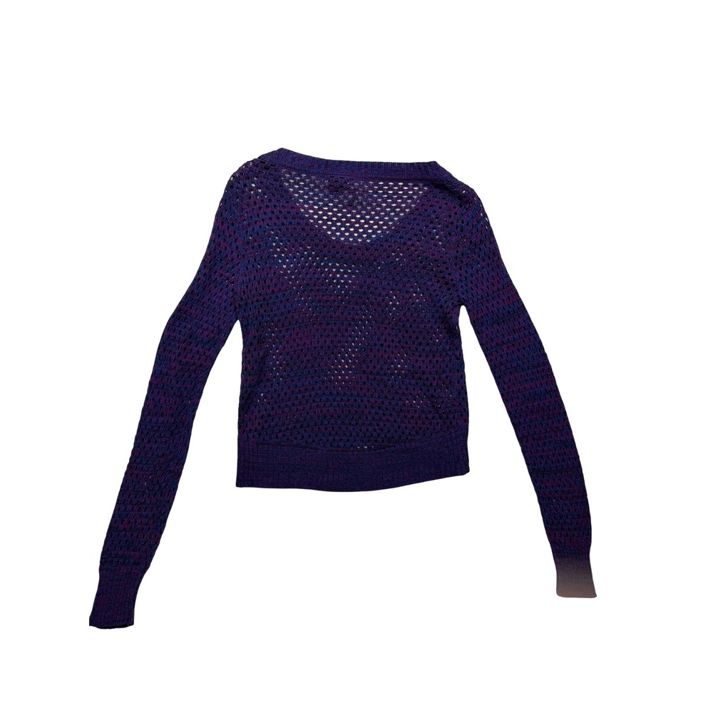 Heart N Crush Purple Blue Open Knit Scoop Neck Sweater Medium